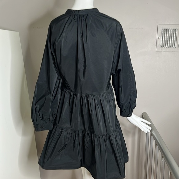 Zara Sz S Black Taggeta Mini Long Sleeve Babydoll Dress - Picture 3 of 4